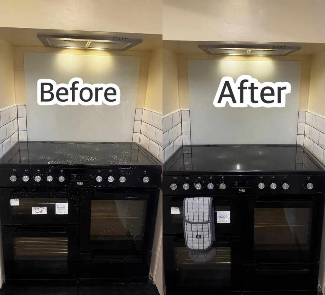 Oven before and after professional cleaning